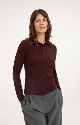Fitted Top with High Neck and Pressed Buttons