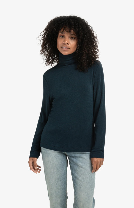 Heavyweight Jersey Top with Turtleneck & Long Sleeves - Collegiate Blue