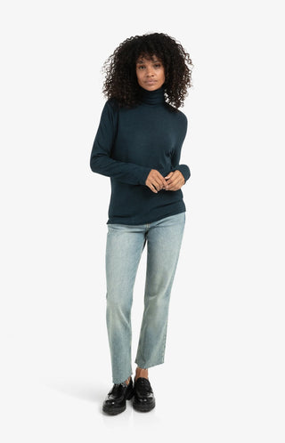 Heavyweight Jersey Top with Turtleneck & Long Sleeves - Collegiate Blue