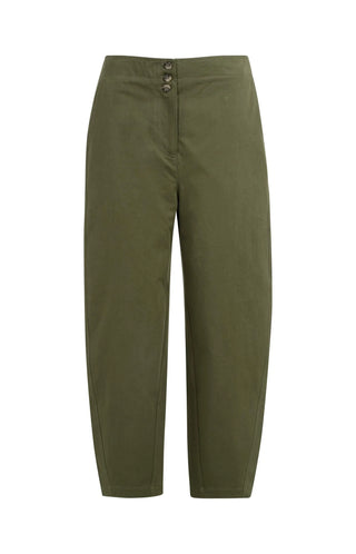 High waist barrel trousers with button detail