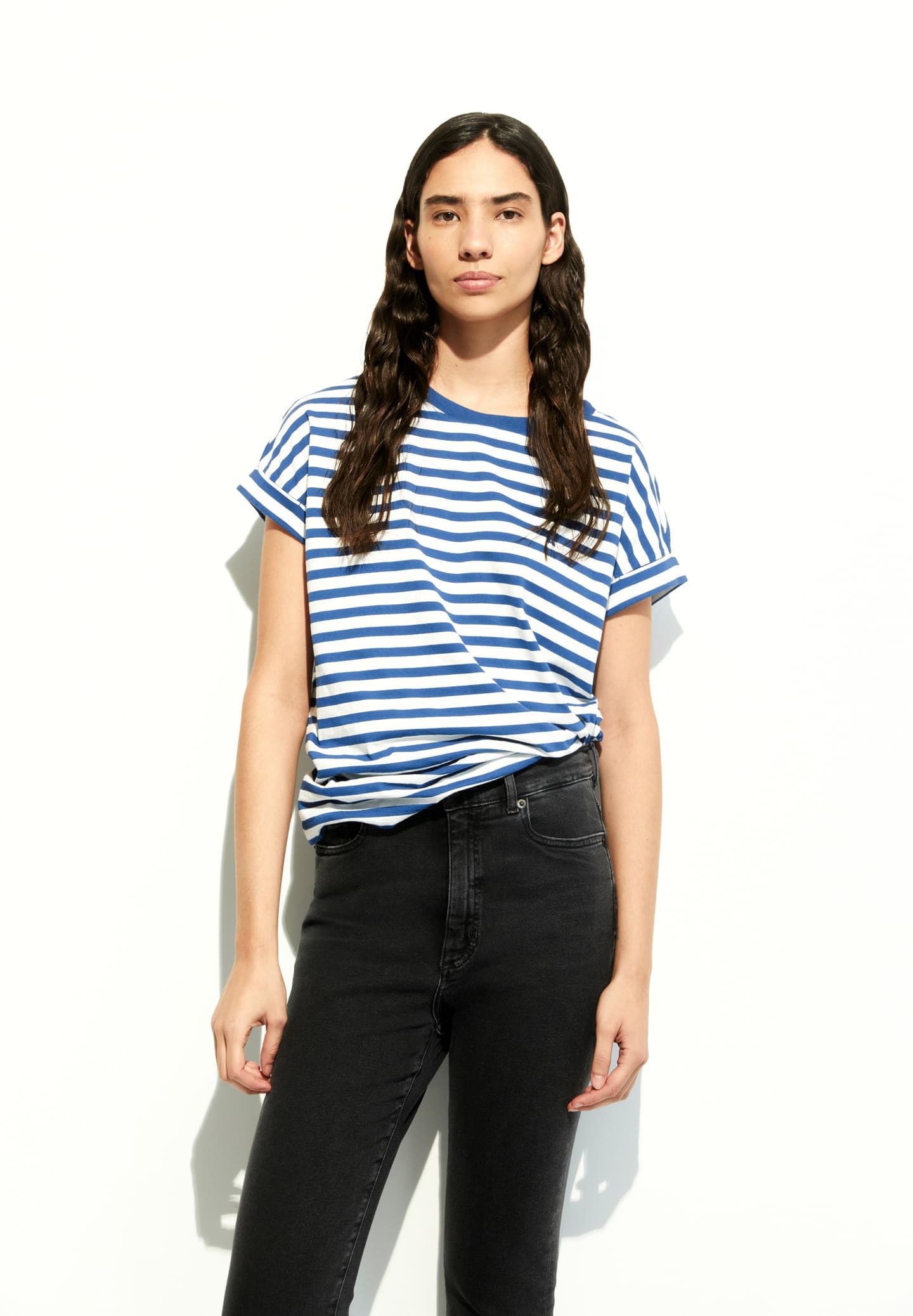 Idaara Striped Shirt in White-Dark Morning