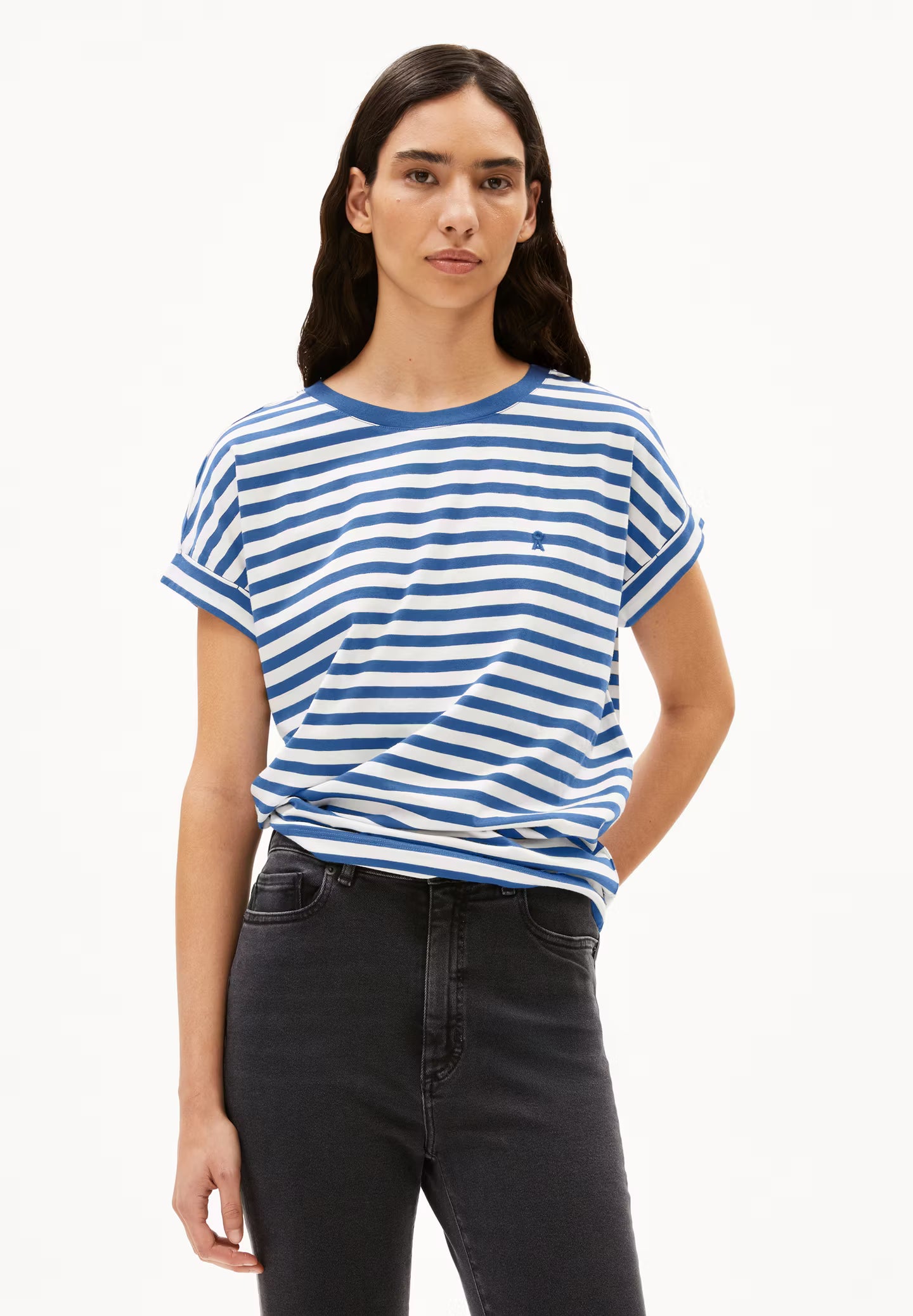Idaara Striped Shirt in White-Dark Morning