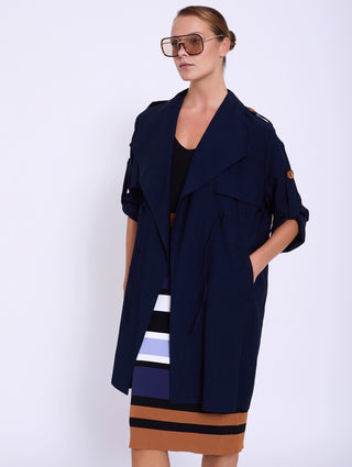 3/4 Flap Fluid Trench Coat -more colors