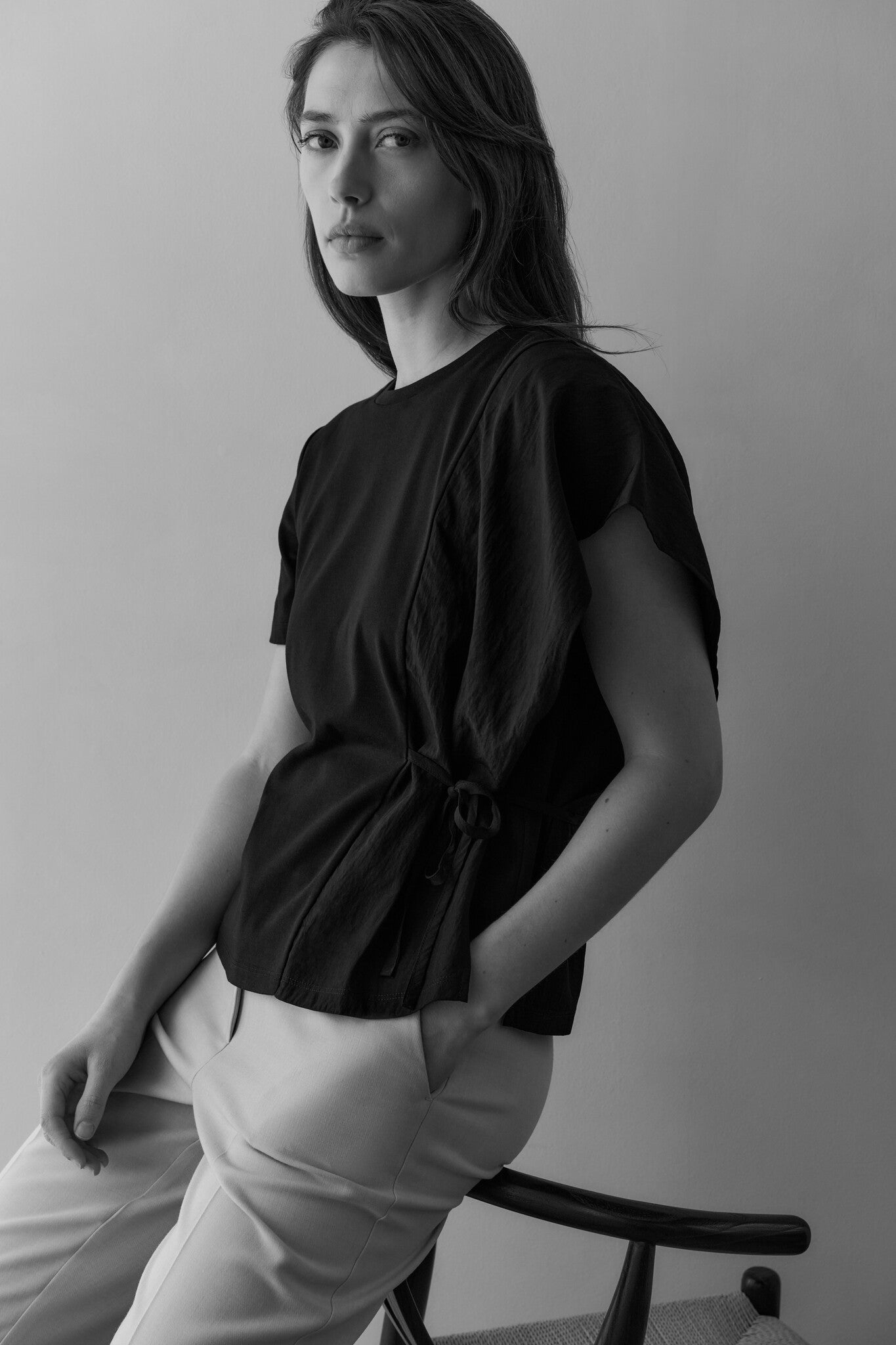 Fabric Mix Top With Cord