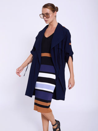3/4 Flap Fluid Trench Coat -more colors