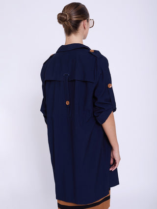 3/4 Flap Fluid Trench Coat -more colors