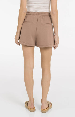 Jersey Short with Cargo Pockets and Elastic Waist in Brown