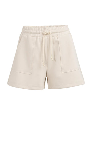 Jersey Short with Cargo Pockets and Elastic Waist in Creme