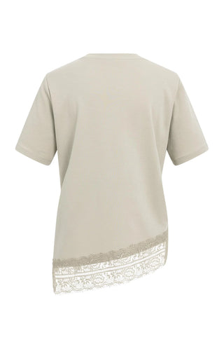 Jersey T-Shirt With Lace Hem in Pure Cashmere