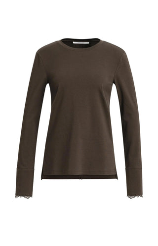 Long Sleeve Top with Lace Cuff in Delicioso Brown