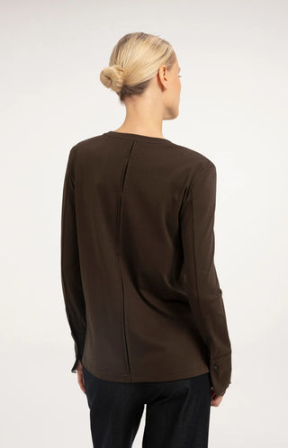 Long Sleeve Top with Lace Cuff in Delicioso Brown