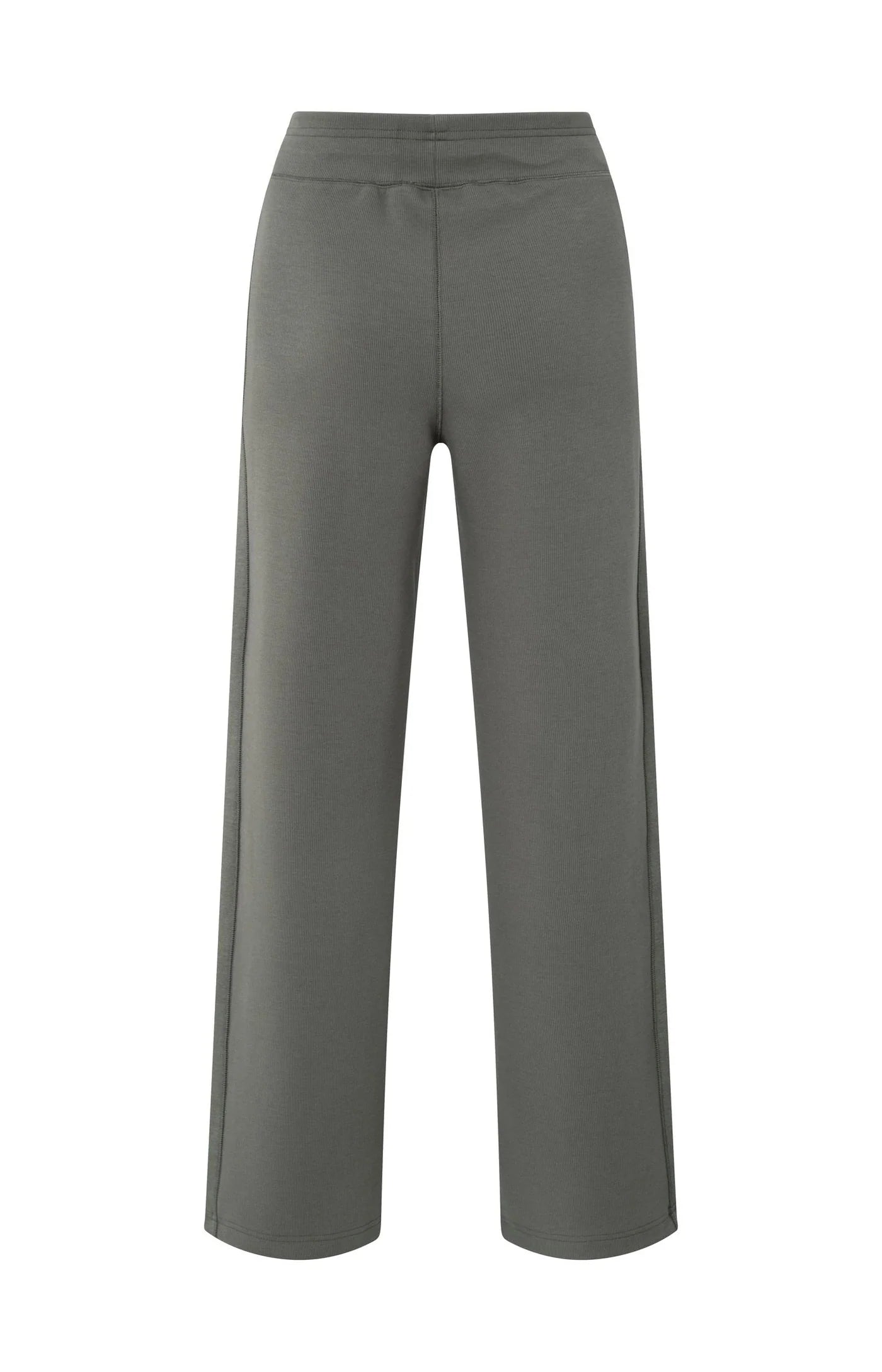 Jersey Trousers with Wide Legs & Side Seam Details - Dark Night Grey