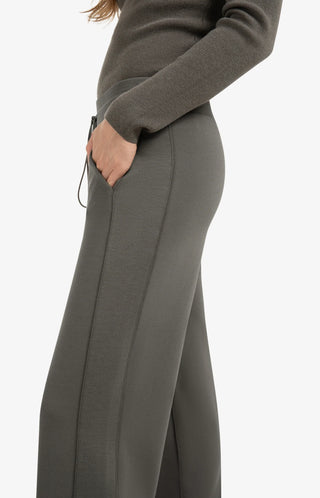 Jersey Trousers with Wide Legs & Side Seam Details - Dark Night Grey