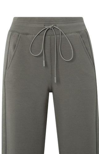 Jersey Trousers with Wide Legs & Side Seam Details - Dark Night Grey