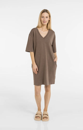 Jersey V-Neck Dress with Washed Outlook
