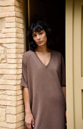 Jersey V-Neck Dress with Washed Outlook