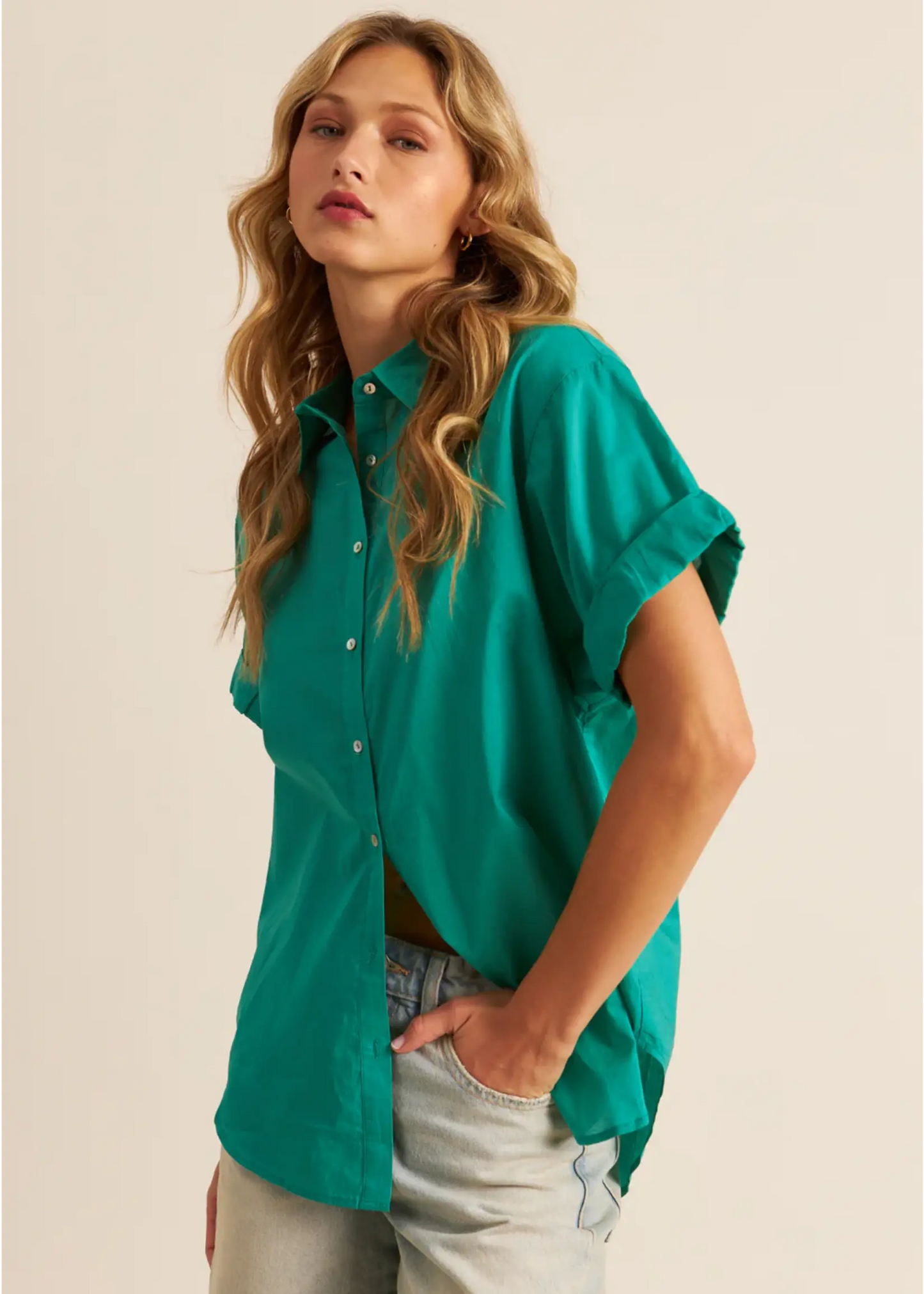 Shay Rolled Sleeve Shirt - Aquatint