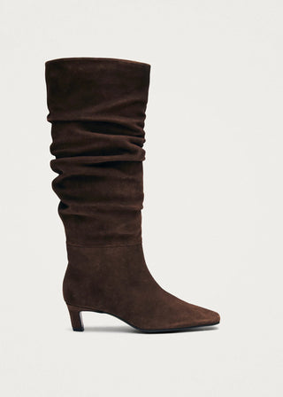 Kalila Leather Boots in Suede Brown
