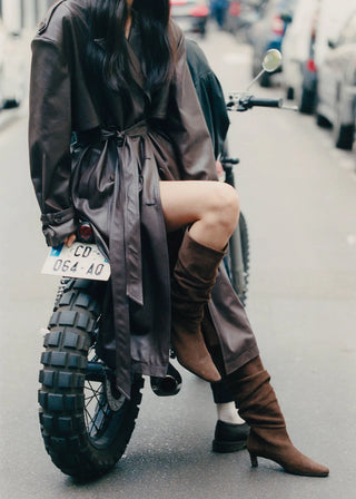 Kalila Leather Boots in Suede Brown