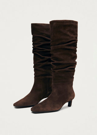 Kalila Leather Boots in Suede Brown