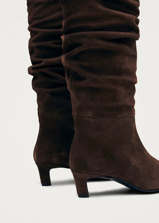 Kalila Leather Boots in Suede Brown