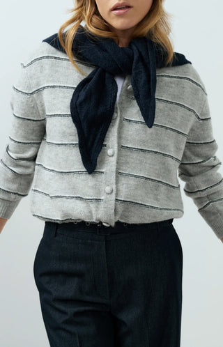 Knitted Triangle Scarf in Cat Black Melange