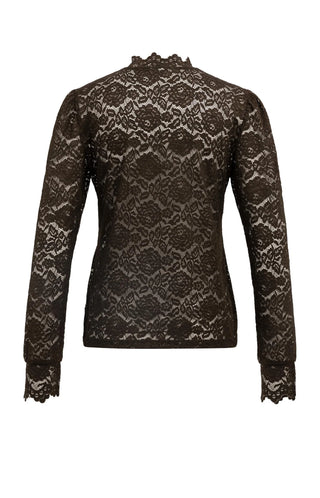 Lace Top with High Neck in Delicioso Brown