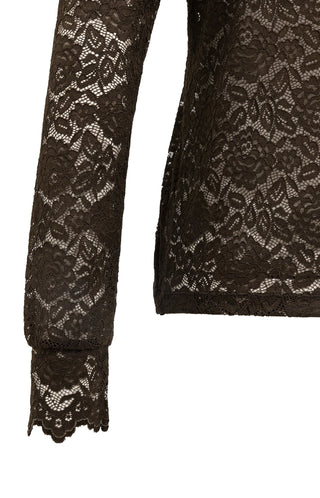 Lace Top with High Neck in Delicioso Brown