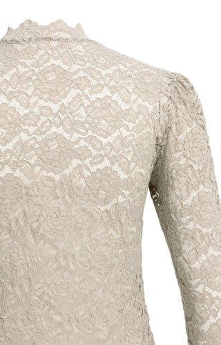 Lace Top with High Neck in Pure Cashmere