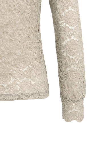 Lace Top with High Neck in Pure Cashmere