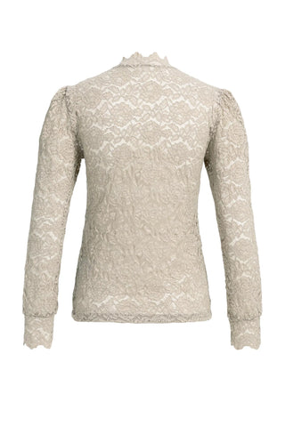 Lace Top with High Neck in Pure Cashmere
