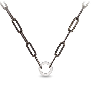Black Large Paperclip Chain with Talisman Clip