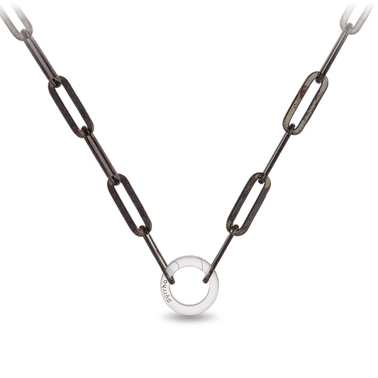 Black Large Paperclip Chain with Talisman Clip