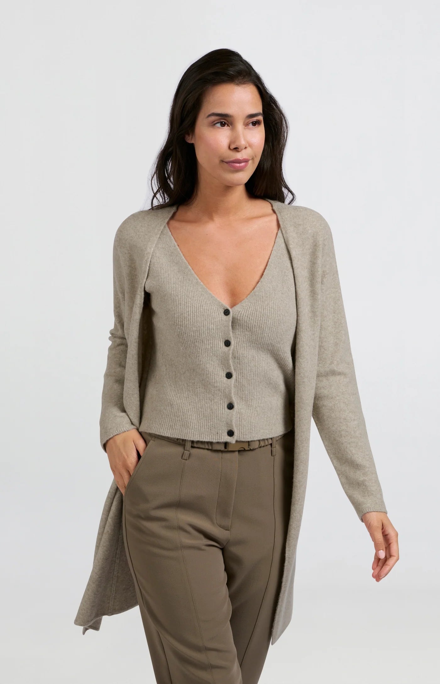 Long Cardigan with Attached Vest