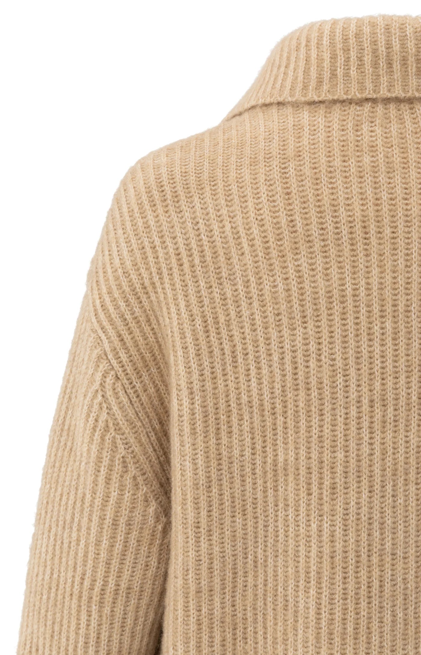 Long Heavy Knit Cardigan With Collar & Patch Pockets