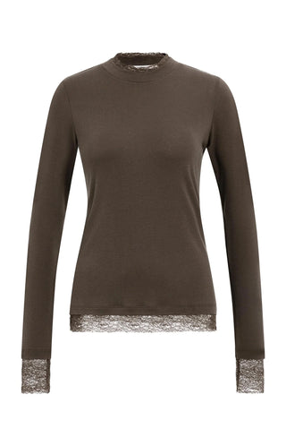 Long sleeve jersey top with lace details