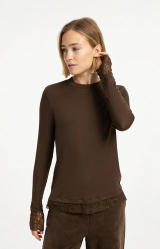 Long sleeve jersey top with lace details
