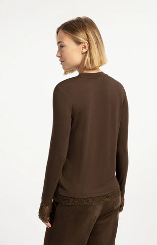 Long sleeve jersey top with lace details