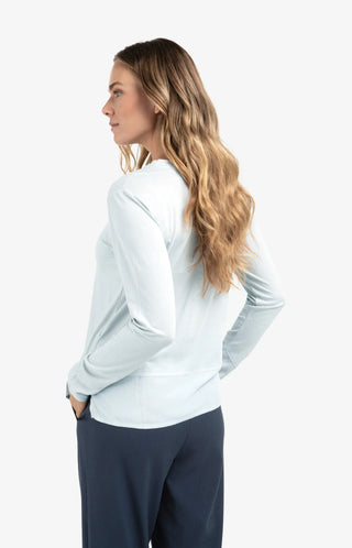 Long Sleeve Top with Woven Hem & Cuff Details - Secret Spaces Grey