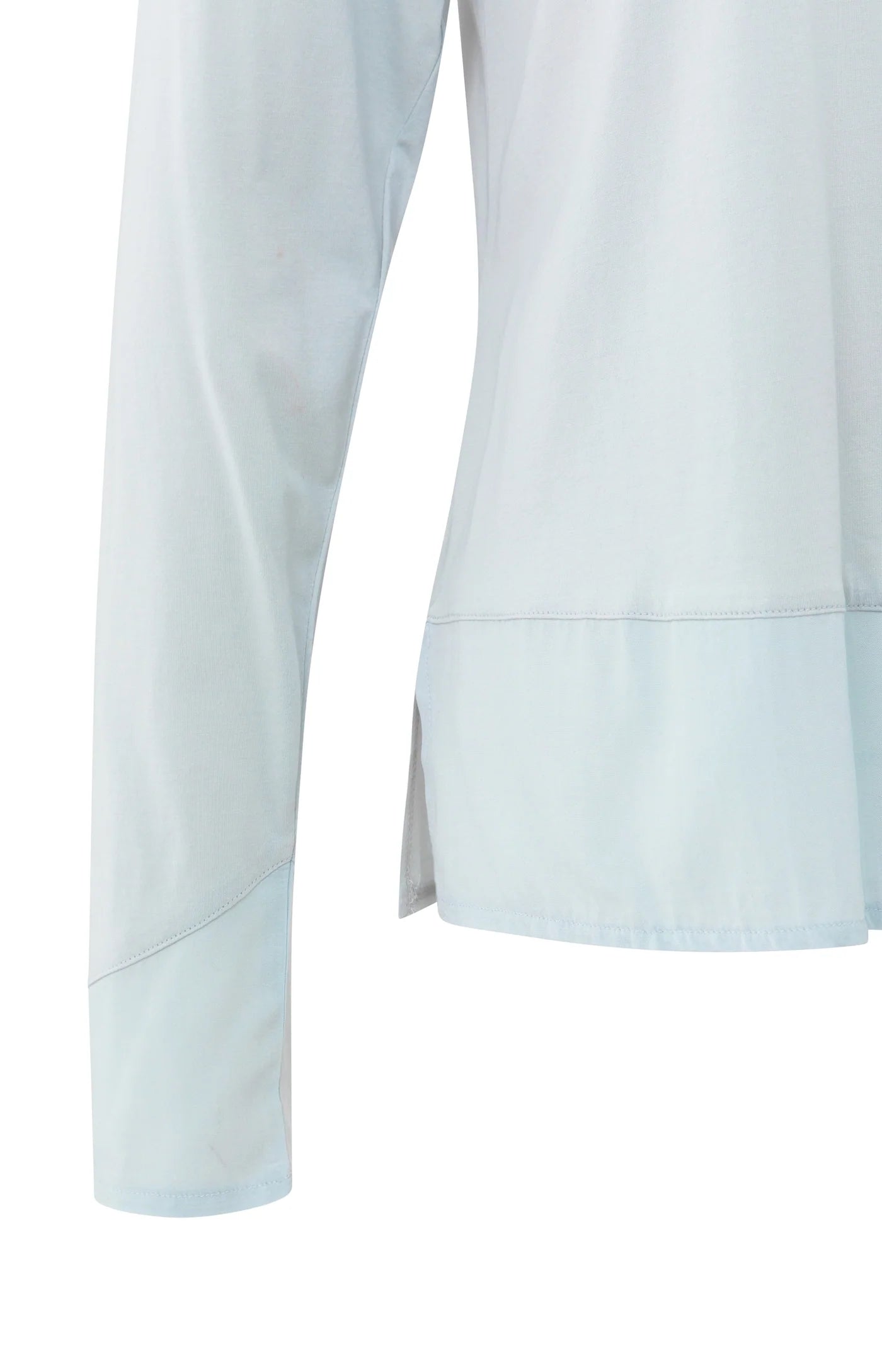 Long Sleeve Top with Woven Hem & Cuff Details - Secret Spaces Grey