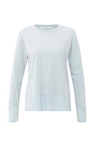 Long Sleeve Top with Woven Hem & Cuff Details - Secret Spaces Grey
