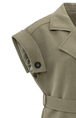 Long Woven Sleeveless Jacket