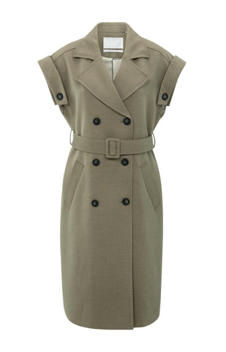 Long Woven Sleeveless Jacket