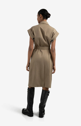 Long Woven Sleeveless Jacket