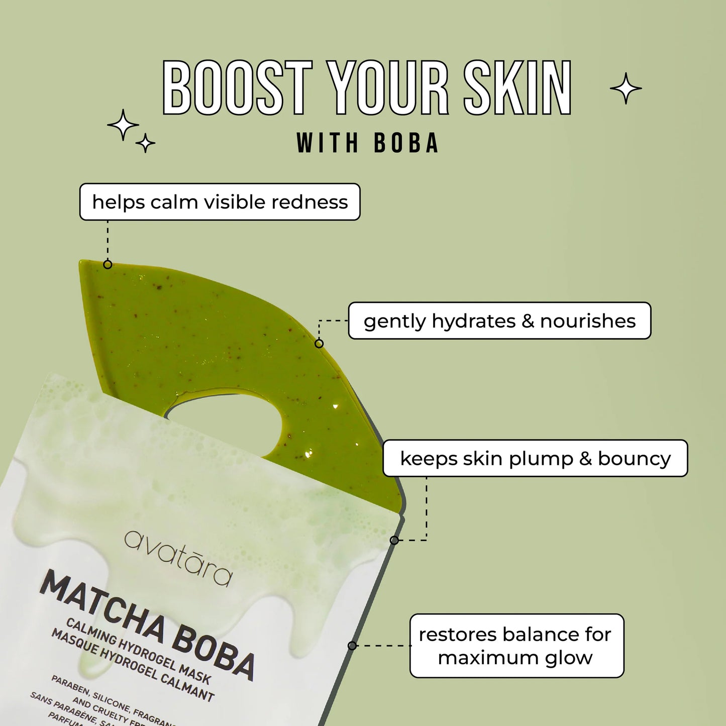 Matcha Boba Calming Hydrogel Mask