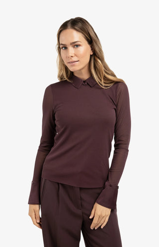 Mesh Top with Removable Cuffs & Collar in Fudge Purple