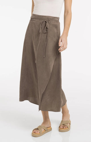Woven Midi Skirt with Wrap Effect