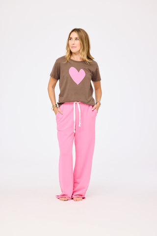 Suke Imperfect Heart Tee - Palm Pink + Caramel