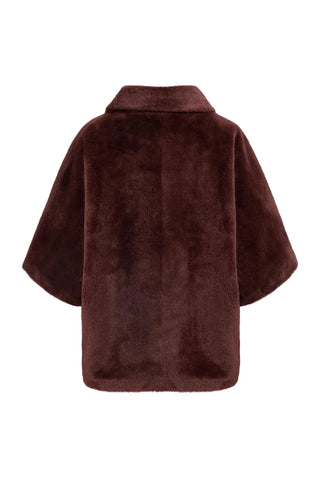 Oversized Reversible Faux Fur Jacket in in Bitter Chocolate