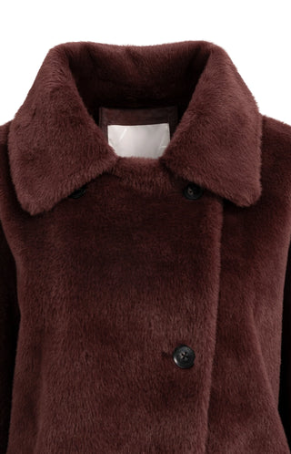 Oversized Reversible Faux Fur Jacket in in Bitter Chocolate